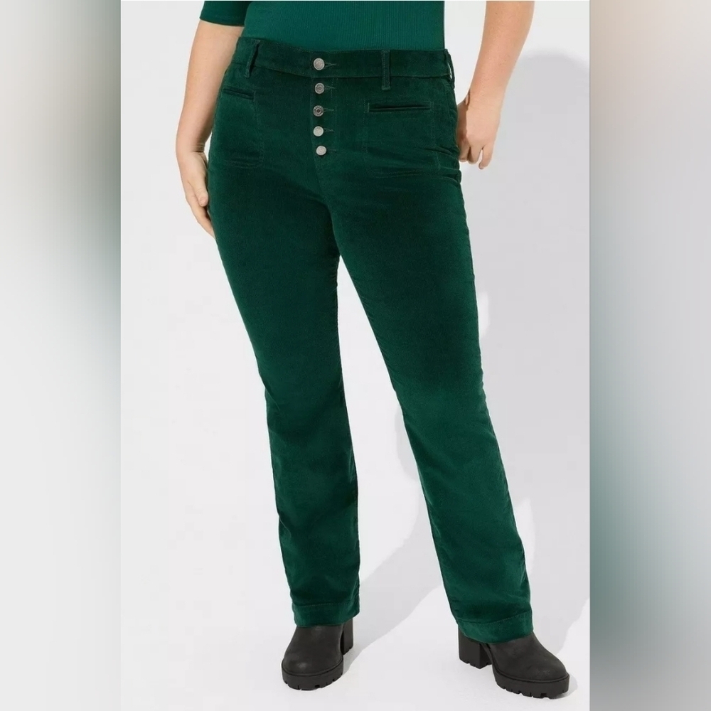 Torrid Slim Boot Corduroy High-Rise Pant Jeans Botanical Green Plus 16 Regular